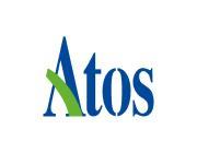 Logo de l'entreprise Atos en bleu et vert.