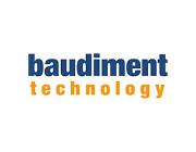 Logo Baudiment Technology en bleu et orange sur fond blanc.
