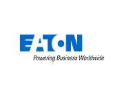 Logo bleu de la marque Eaton avec son slogan