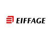 Logo de l'entreprise Eiffage en rouge et noir.