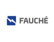 Logo de l'entreprise Fauché avec éclair blanc et carré bleu.