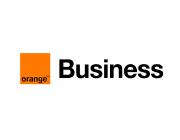 Logo Orange Business sur fond blanc.